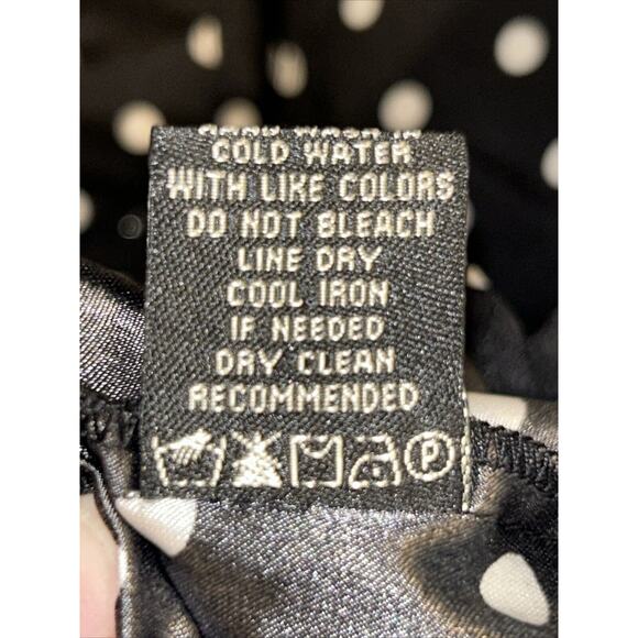 BCBG MAXAZRIA Womens XL Polka Dot Satin Button-Up Blouse Whimsigoth Preppy - Picture 14 of 14